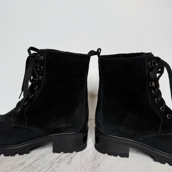 La Canadienne Jacques Black Suede Lace Up Lug Sole Heel Boot 8M - Picture 8 of 14